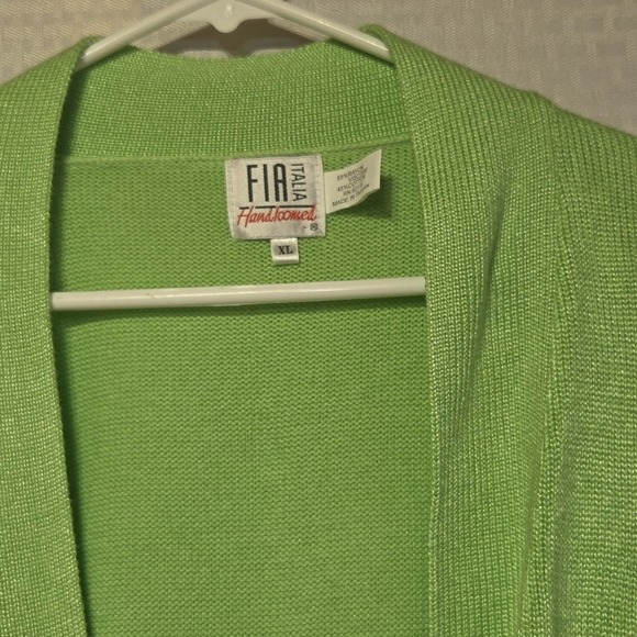 FIA Italia Women's XL Green Cardigan Sweater Handloomed Long Sleeve Rayon Cotton - Picture 2 of 11